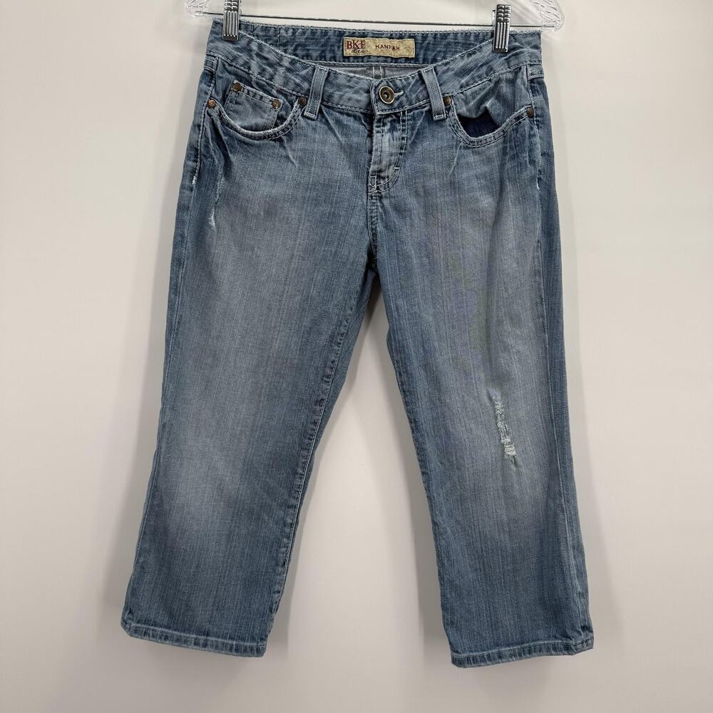 BKE Hannah Jeans Womens 28 Light Wash‎ Capri Cropped Embroidered Pockets Denim